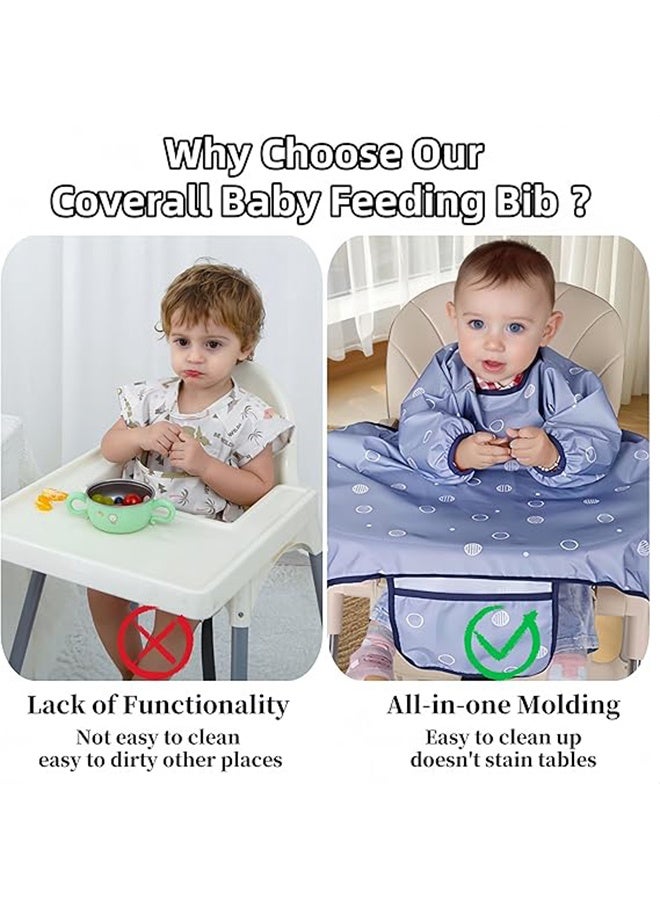 Coverall Baby Feeding Bib for Eating,Long Sleeves Bib Attaches to Highchair and Table,Weaning Bibs - Image 4